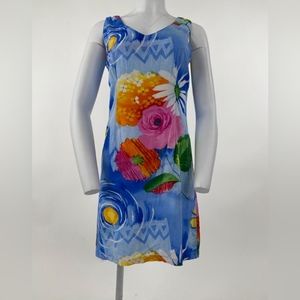 Jams World Ravishing Blue Floral Sleeveless Dress Size M